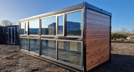 Glass Side & Wood Panel Folding Container Office